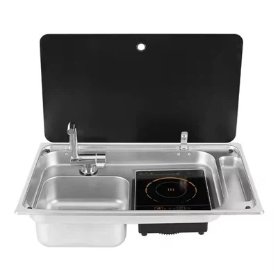 Fregadero de acero inoxidable integrado y olla de inducción